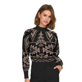 Only Frida Life LS Highneck CC Knit Black
