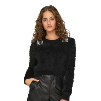 Only Suri LS Bling Crop O-Neck Prm Knit Black