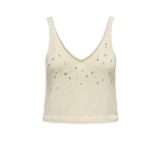 Only Colette Life SL Bling Top Knt Ecru