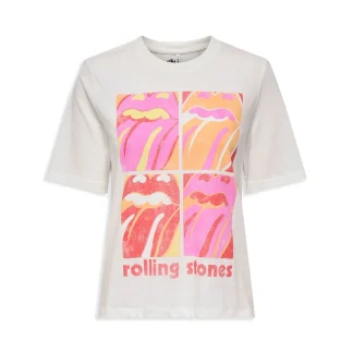 Only Rolling Stones Life S/S Top Cloud Dancer/Squares