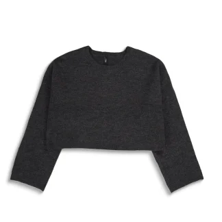 Only Talio LS Short O-Neck BF Knit Dark Grey Melange