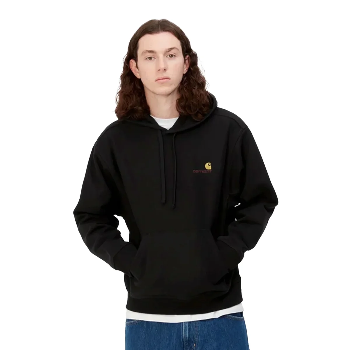 Carhartt WIP Hooded American Script Sweat Black - Image 2