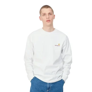Carhartt WIP L/S American Script T-Shirt White