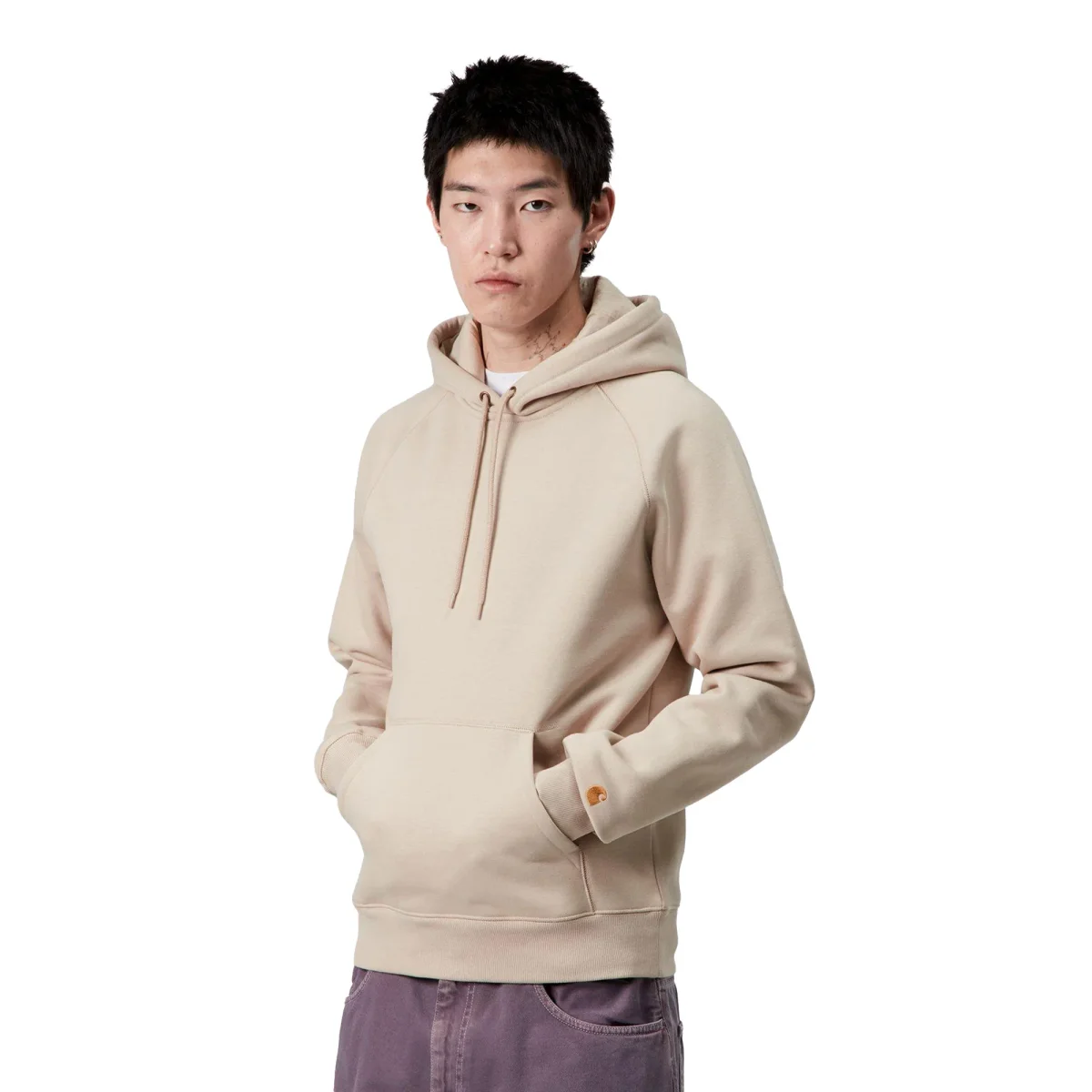 Carhartt WIP Hooded Chase Sweat Fleur De Sel/Gold - Image 2