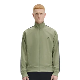 Fred Perry Contrast Tape Track Jacket Olive/Anchor Grey