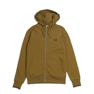 Fred Perry Hooded Full-Zip Jacket Dark Caramel